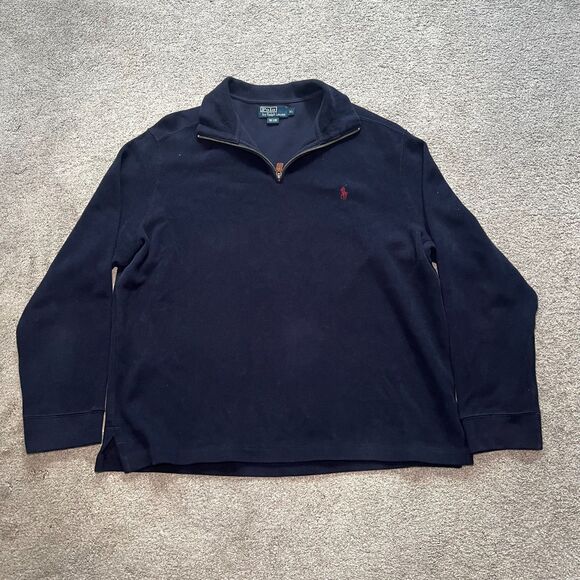 Men’s Polo Ralph Lauren Navy Blue Pullover 1/4 Zip Sweater Size XL - Picture 1 of 6